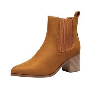 New DREAM PAIRS Women's 8.5 Retro Elastic Chelsea Ankle Boots Fashion Low Chunky